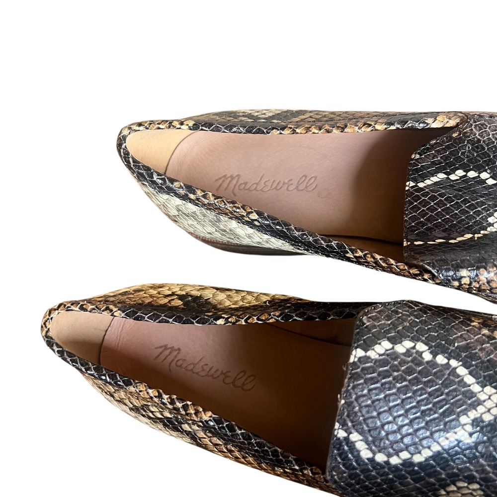 Madewell Frances Loafers Snakeskin Embossed Leather Pointed Toe Flats AA177 8.5 - Picture 6 of 9